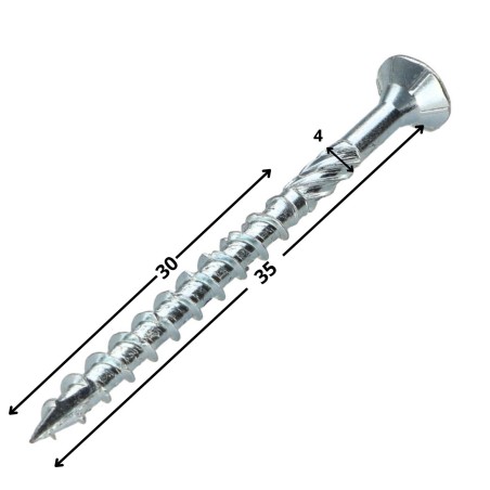 1 x Framing screws TEKOR Countersunk Head With Serration T20 4X35 Thread Length: 30 cut Type 17 Drilling Point ZN