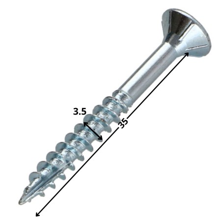 1 x Chipboard Screw Tekor Countersunk Head With Serration 3.5X35 Thread Length: 21 T15 Zinc Plated cut Type 17 Drilling