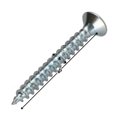1 x Chipboard Screw Countersunk Head Pozi PZ2 4X40 Full Thread Zinc Plated