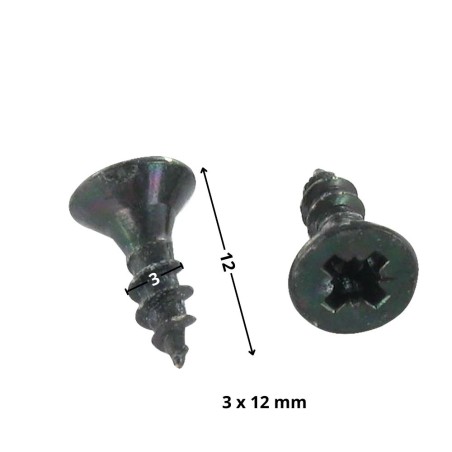 1 x Chipboard Screw Countersunk Head Pozi PZ1 3X12 Full Thread Black Zinc Plated micro screw