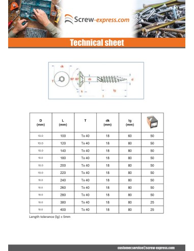 1 x Framing screws TEKOR Countersunk Head With...