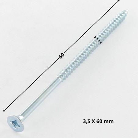 1 x Chipboard Screw Countersunk Head Pozi PZ2 3.5X60 Partial Thread Zinc Plated