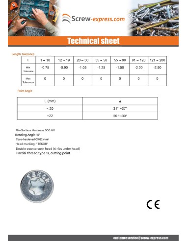 1 x Chipboard Screw Countersunk Head T25 4.5X60...