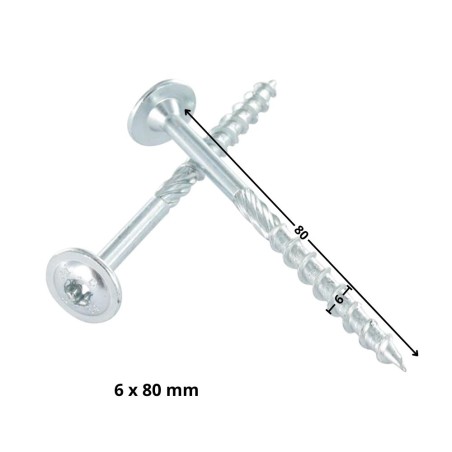 1 x Chipboard Screw Tekor Disc Head Screw T30 cut Type 17 Drilling Point 6X80 Partial Thread Zinc Plated