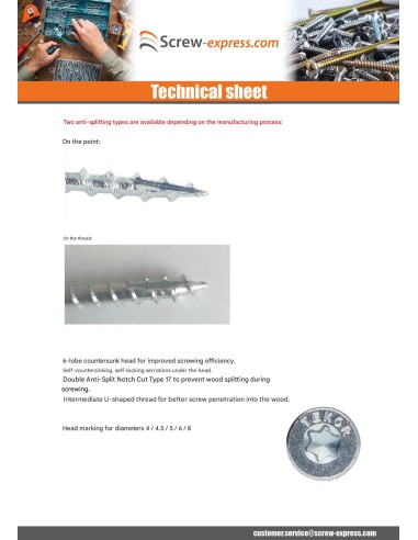 1 x Framing screws TEKOR Countersunk Head With...