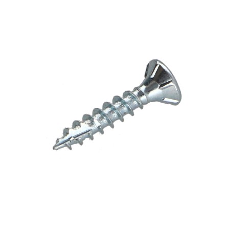 1 x Chipboard Screw Tekor Countersunk Head With Serration 5X25 T25 Zinc Plated Full Thread cut Type 17 Drilling Point