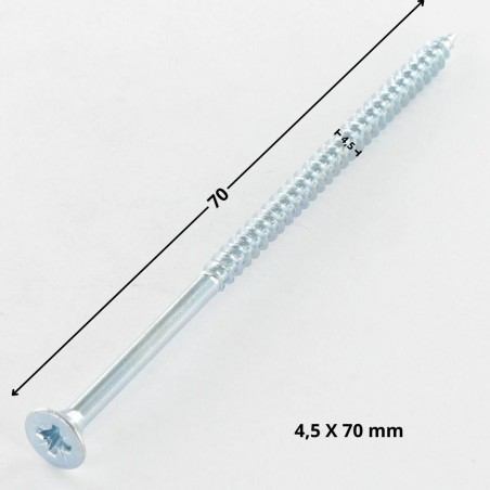 1 x Chipboard Screw Countersunk Head Pozi PZ2 4.5X70 Partial Thread Zinc Plated