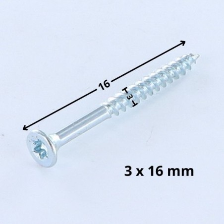 1 x Chipboard Screw Countersunk Head T10 3X16 Zinc Plated micro screw