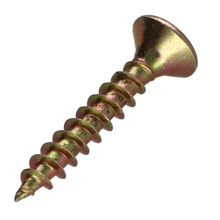 1 x Small Bag 56 Units Chipboard Screw Countersunk Head Pozi PZ2 4X25 Full Thread Yellow Zinc
