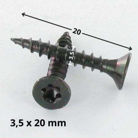 1 x Chipboard Screw Countersunk Head T15 3.5X20 Black Zinc Plated