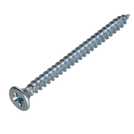 1 x Chipboard Screw Countersunk Head Pozi PZ2 4X60 Full Thread Zinc Plated 240 Hour Salt Spray Without Red Rust