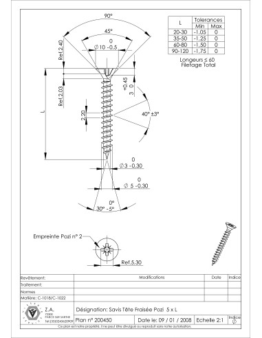1 x Chipboard Screw Countersunk Head Pozi PZ2...