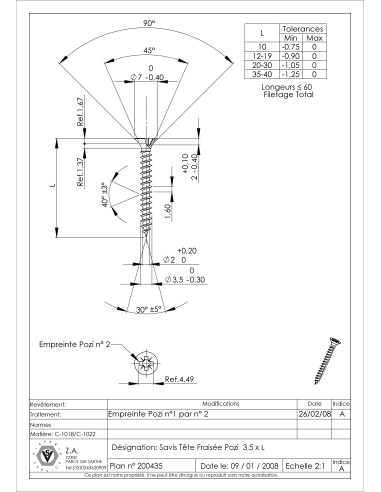 1 x Chipboard Screw Countersunk Head Pozi PZ2...