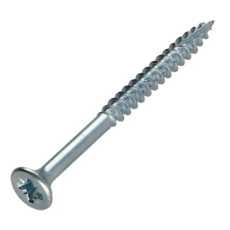 1 x Chipboard Screw Tekor Countersunk Head With Serration Pozi PZ2 5X60 Thread Length: 40 cut Type 17 Drilling Point Zinc
