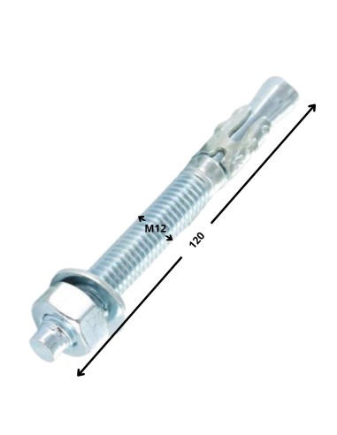1 x Stud Anchor M12X120 Zinc Plated