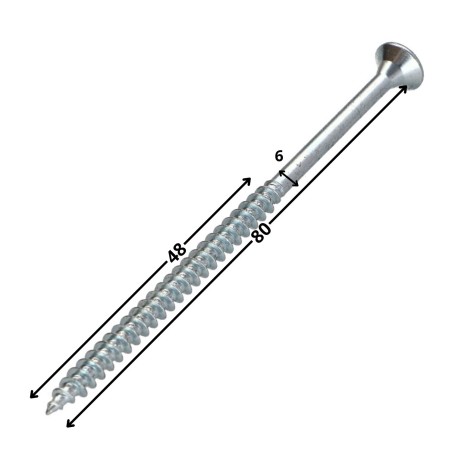 1 x Chipboard Screw Tekor Countersunk Head With Serration 6X80 Thread Length: 48 T30 Zinc Plated cut Type 17 Drilling