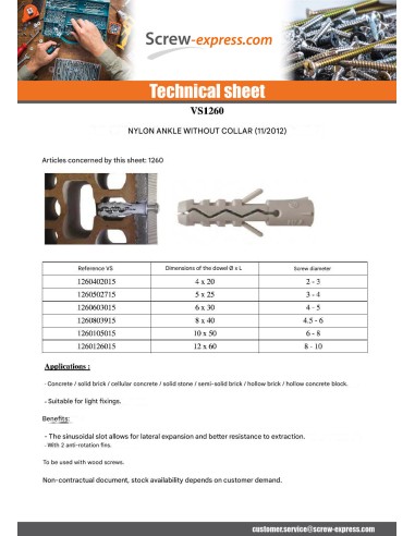 1 x Plug Nylon 8X40 Without Collar