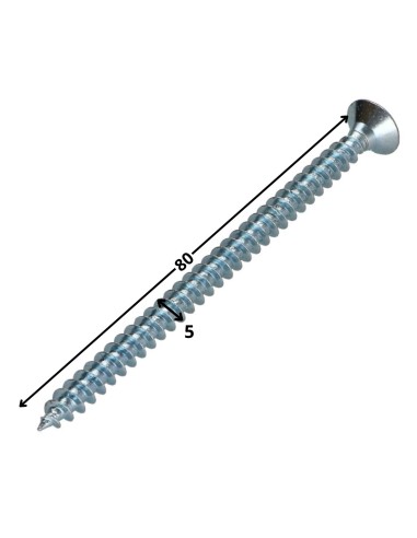 1 x Chipboard Screw Countersunk Head Pozi 5X80...