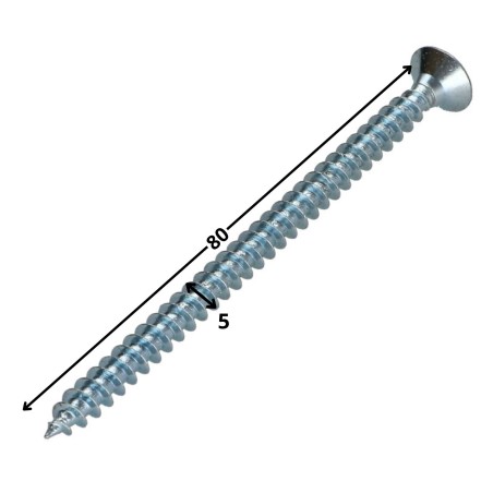 1 x Chipboard Screw Countersunk Head Pozi 5X80 Zinc Plated