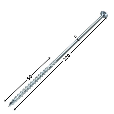 1 x Framing screws TEKOR Countersunk Head With Serration T30 6X220 Thread Length: 100 cut Type 17 Drilling Point Zinc