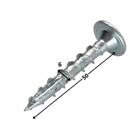 1 x Chipboard Screw Tekor Disc Head Screw T30 cut Type 17 Drilling Point 6X50 Full Thread Zinc Plated
