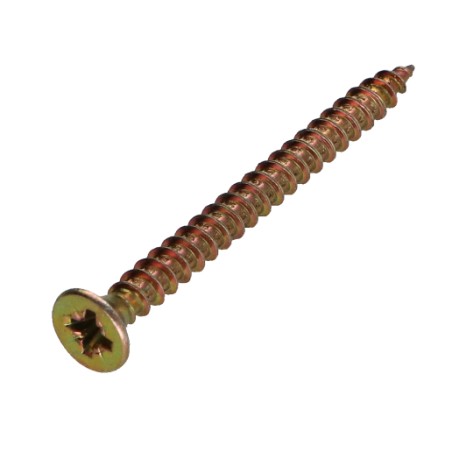 1 x Chipboard Screw Countersunk Head Pozi PZ2 4.5X45 Full Thread Yellow Zinc