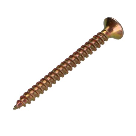 1 x Chipboard Screw Countersunk Head Pozi PZ2 4.5X45 Full Thread Yellow Zinc