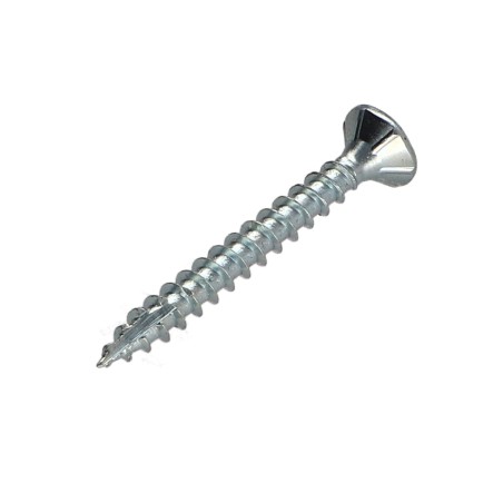 1 x Chipboard Screw Tekor Countersunk Head With Serration 4X30 T20 Zinc Plated 96 Hour Salt Spray Without White Rust cut