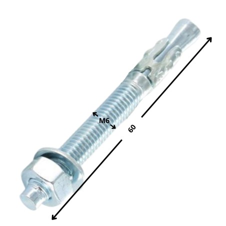 1 x Stud Anchor M6X60 Zinc Plated