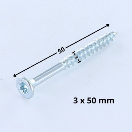 1 x Chipboard Screw Countersunk Head T10 3X50 Zinc Plated micro screw