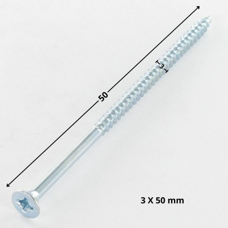 1 x Chipboard Screw Countersunk Head Pozi PZ1 3X50 Partial Thread Zinc Plated micro screw