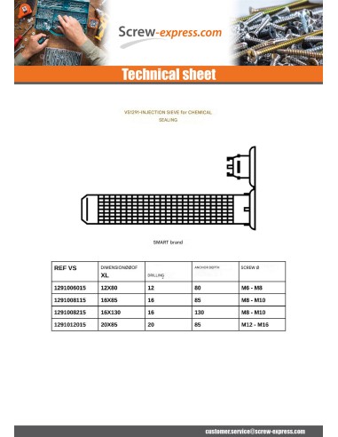 1 x SIEVE D INJECTION M6 Or M8 12X80