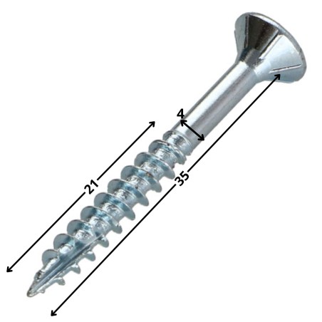 1 x Chipboard Screw Tekor Countersunk Head With Serration 4X35 Thread Length: 21 T20 Zinc Plated cut Type 17 Drilling