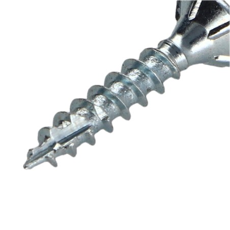 1 x Chipboard Screw Tekor Countersunk Head With Serration 5X20 T20 Zinc Plated Full Thread cut Type 17 Drilling Point