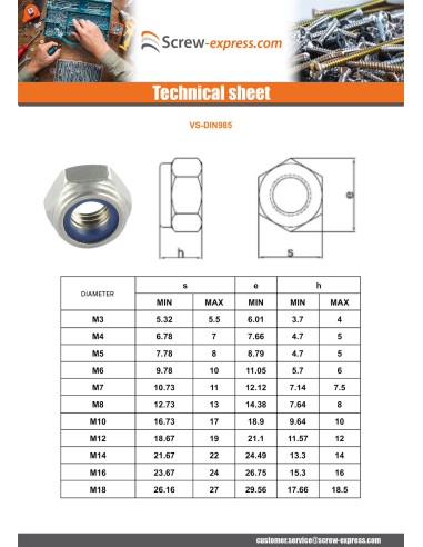 1 x Lock nut M8 Stainless Steel A4