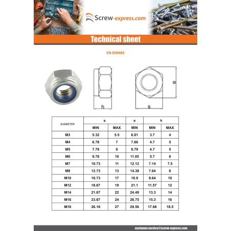 1 x Lock nut M8 Stainless Steel A4