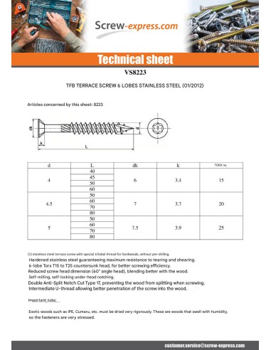 1 x Decking Screw TEKOR Pan Countersunk Head...