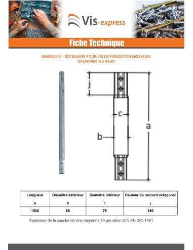1 x Extension for foundation screws 76X3.6X1500...