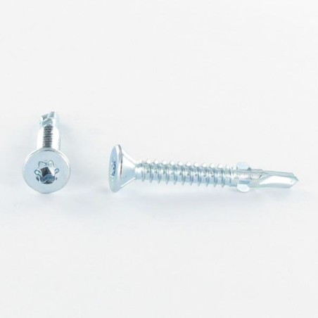 1 x Self Drilling Countersunk Head T30 5.5X38 Notched And Wings Zinc Plated