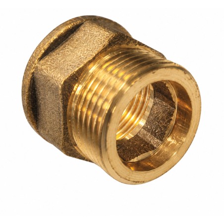 1 x Hexagonal nipple Figure 529 for flat joint Male/Female reinforced 20x27 (3/4") Brass