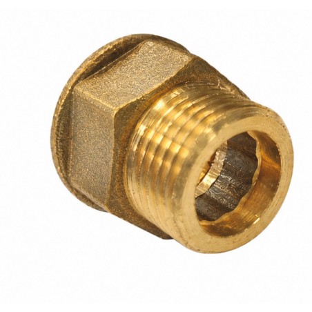 1 x Hexagonal nipple Figure 529 for flat joint Male/Female reinforced 15x21 (1/2") Brass