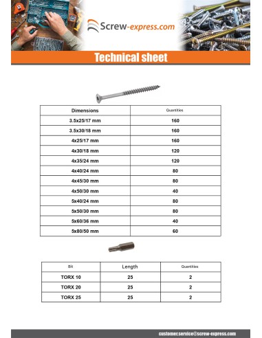 1 x Set of 1666 Chipboard Screw Countersunk...