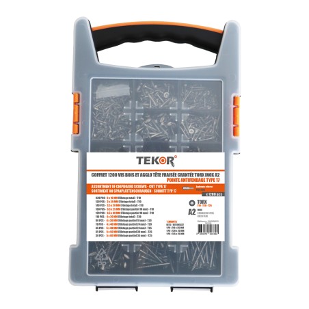1 x Set of 1200 Chipboard Screw Tekor Countersunk Head With Serration Torx Stainless Steel A2