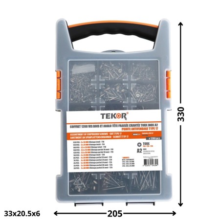 1 x Set of 1200 Chipboard Screw Tekor Countersunk Head With Serration Torx Stainless Steel A2