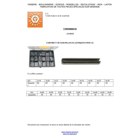 1 x Set of 810 Pin ELAST Stainless Steel A2