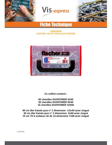 1 x Set of Screw And Plug Fischer FIXTAINER
