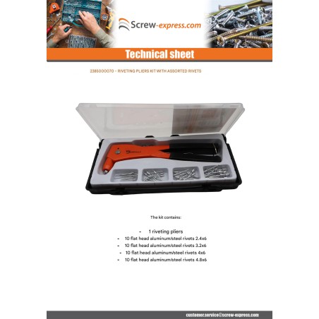 1 x Set of riveting pliers With Rivets