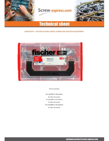 1 x Set of Screw And Plug Metallic Fischer DUOHM S