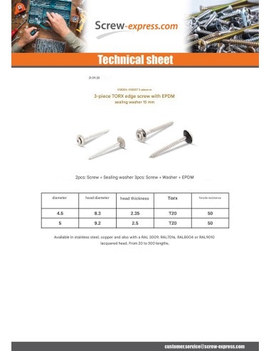 1 x Rsd Csk Woodscrews Bonded Sealing Washer...