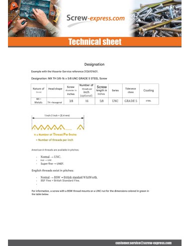 1 x Machine Screw Hexagonal Head 3/8 X 1 3/8"...